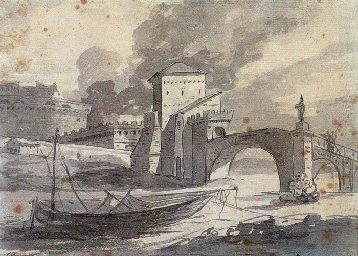 Jan Davidz de Heem View of the Tiber and Castel St Angelo china oil painting image